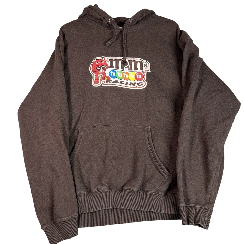 NASCAR M&Ms Racing Hoodie Mens XXL Brown Kyle Busch Signature Graphic Sweatshirt